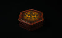 RPG Hexagon leather inlaid Dice box, handcrafted